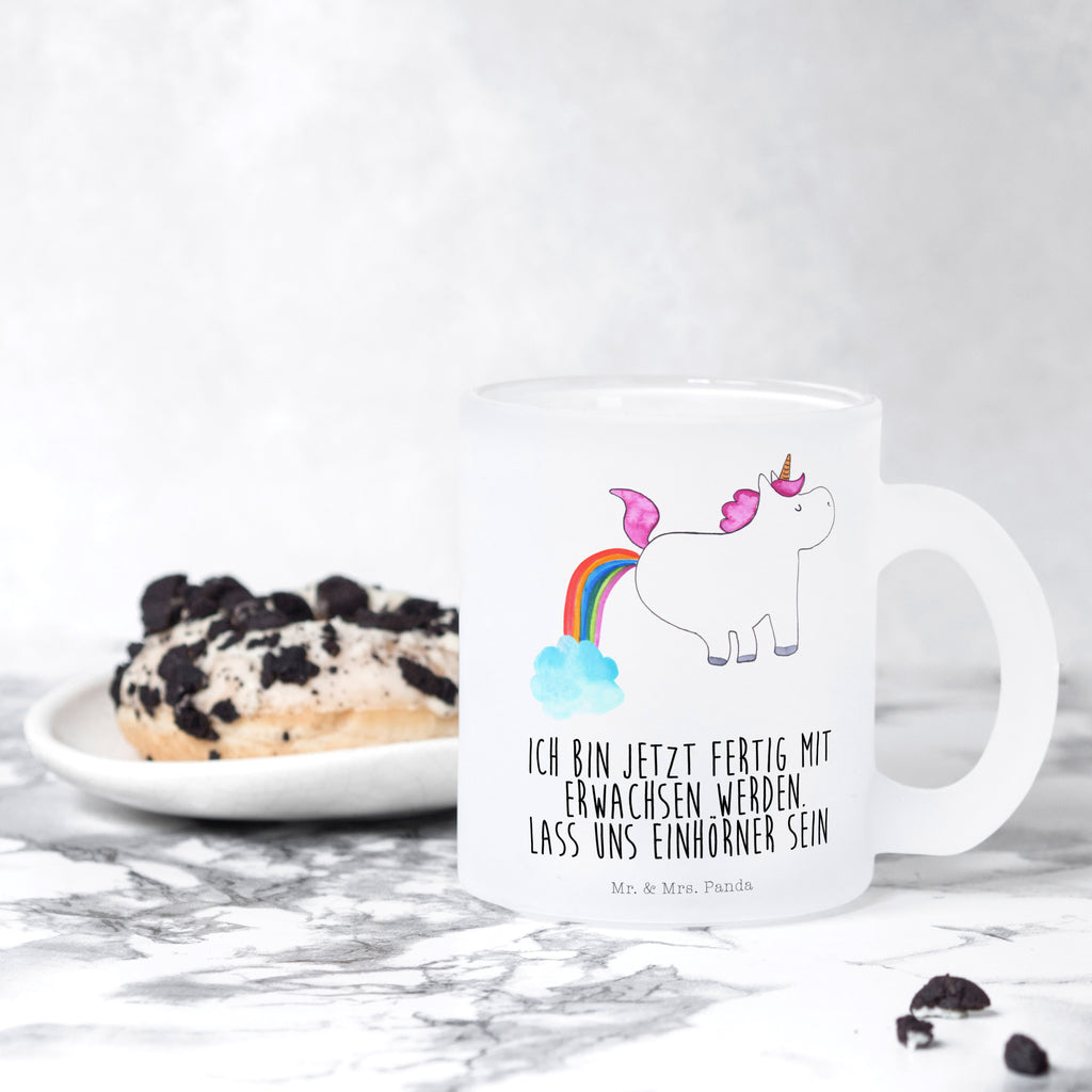 Teetasse Einhorn Pupsend Teetasse, Teeglas, Teebecher, Tasse mit Henkel, Tasse, Glas Teetasse, Teetasse aus Glas, Einhorn, Einhörner, Einhorn Deko, Pegasus, Unicorn, Pups, Regenbogen, Glitzer, Einhornpower, Erwachsenwerden, Spaß, lustig, Freundin