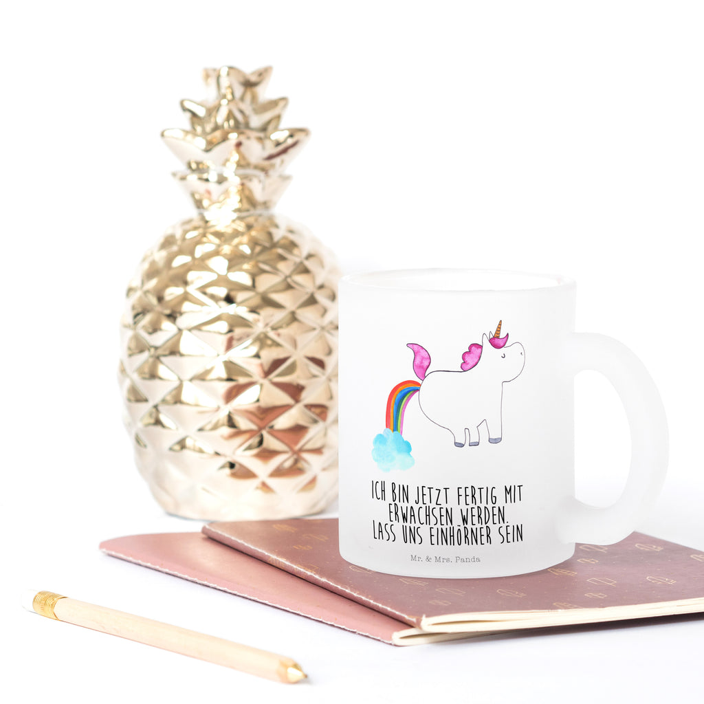Teetasse Einhorn Pupsend Teetasse, Teeglas, Teebecher, Tasse mit Henkel, Tasse, Glas Teetasse, Teetasse aus Glas, Einhorn, Einhörner, Einhorn Deko, Pegasus, Unicorn, Pups, Regenbogen, Glitzer, Einhornpower, Erwachsenwerden, Spaß, lustig, Freundin