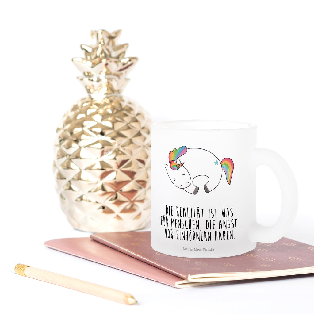 Teetasse Einhorn Nacht Teetasse, Teeglas, Teebecher, Tasse mit Henkel, Tasse, Glas Teetasse, Teetasse aus Glas, Einhorn, Einhörner, Einhorn Deko, Pegasus, Unicorn, Träume, Traum, unicorn, Realität, Menschen, Geschenk, Ruhe, Freundin