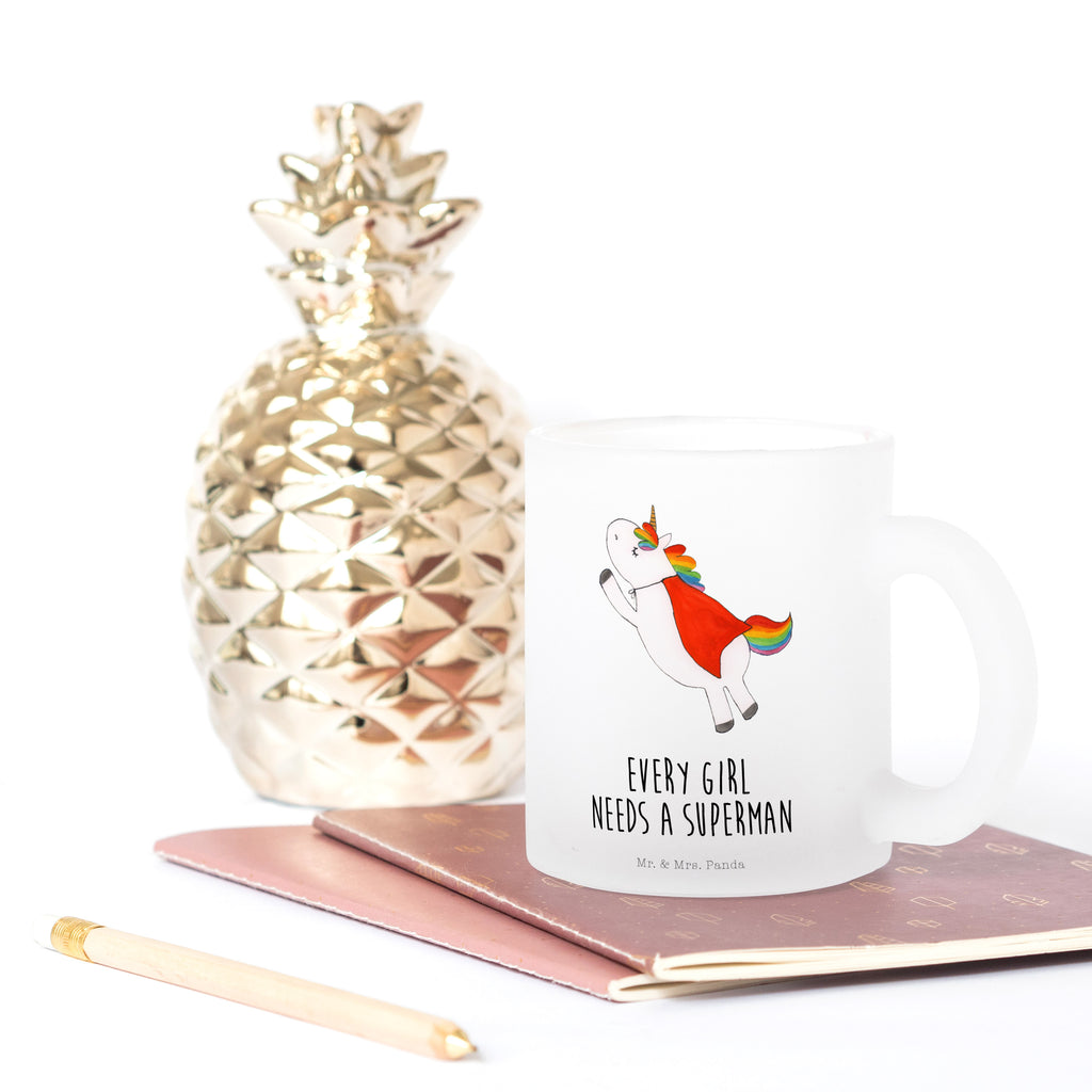 Teetasse Einhorn Super Teetasse, Teeglas, Teebecher, Tasse mit Henkel, Tasse, Glas Teetasse, Teetasse aus Glas, Einhorn, Einhörner, Einhorn Deko, Pegasus, Unicorn, Traummann, Superheld, Held, Freundin, Geschenk, Girl, Mädchen