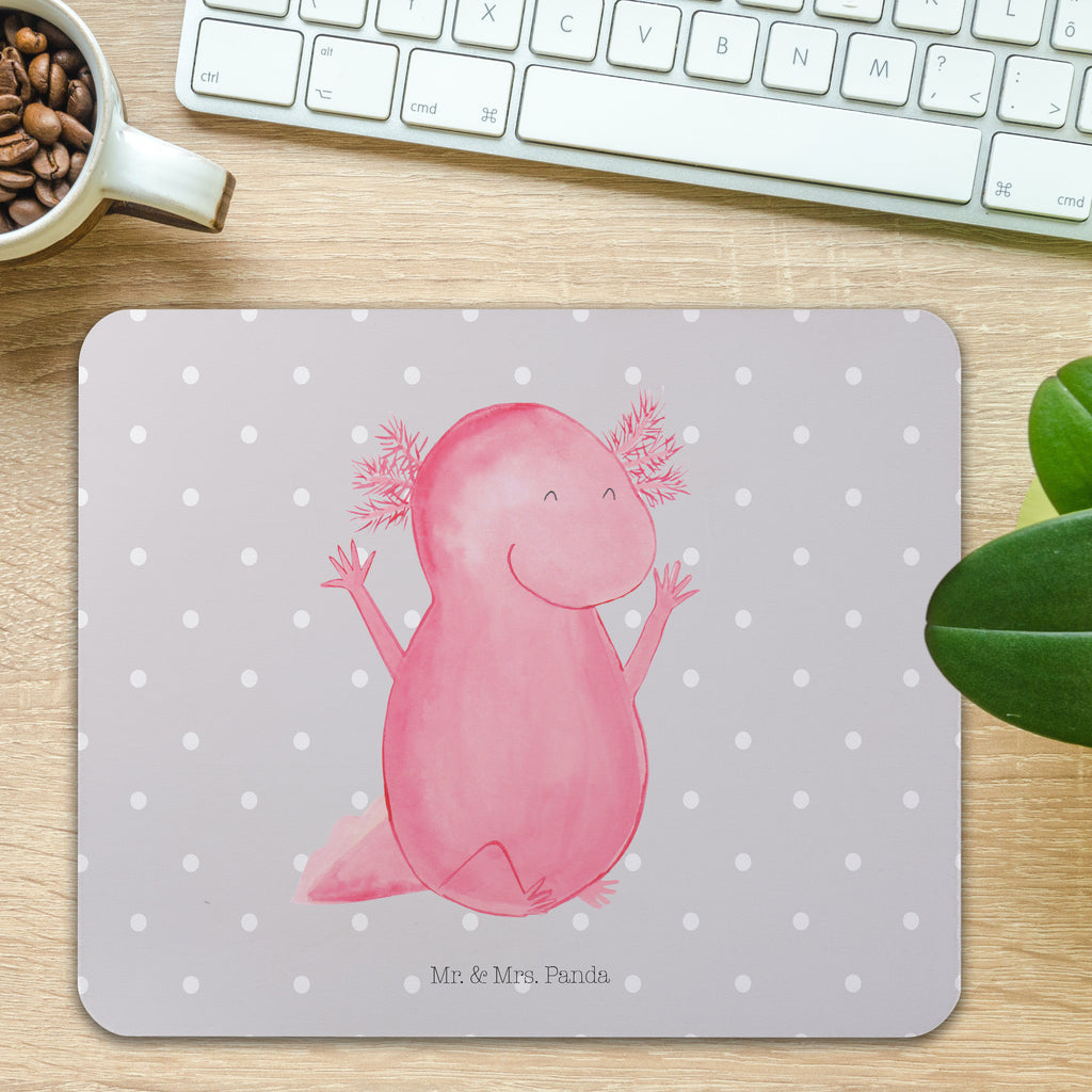 Mauspad Axolotl Hurra Mousepad, Computer zubehör, Büroausstattung, PC Zubehör, Arbeitszimmer, Mauspad, Einzigartiges Mauspad, Designer Mauspad, Axolotl, Molch, Axolot, Schwanzlurch, Lurch, Lurche, fröhlich, Spaß, Freude, Motivation, Zufriedenheit