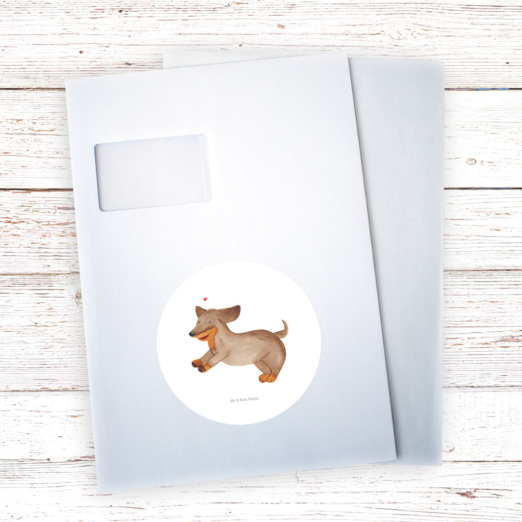 120mm Rund Aufkleber Hund Dackel fröhlich Sticker, Aufkleber, Etikett, Kinder, rund, Hund, Hundemotiv, Haustier, Hunderasse, Tierliebhaber, Hundebesitzer, Sprüche, Hunde, Dackel, Dachshund, happy dog