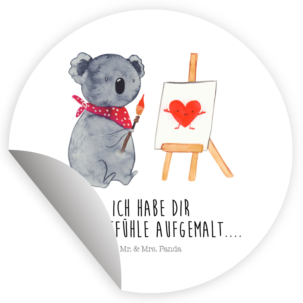 40mm Rund Aufkleber Koala Künstler Sticker, Aufkleber, Etikett, Koala, Koalabär, Liebe, Liebensbeweis, Liebesgeschenk, Gefühle, Künstler, zeichnen