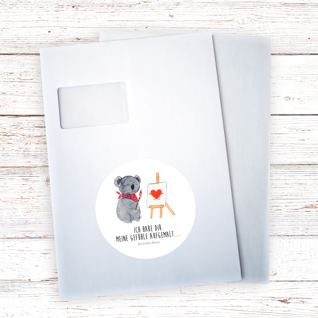 40mm Rund Aufkleber Koala Künstler Sticker, Aufkleber, Etikett, Koala, Koalabär, Liebe, Liebensbeweis, Liebesgeschenk, Gefühle, Künstler, zeichnen