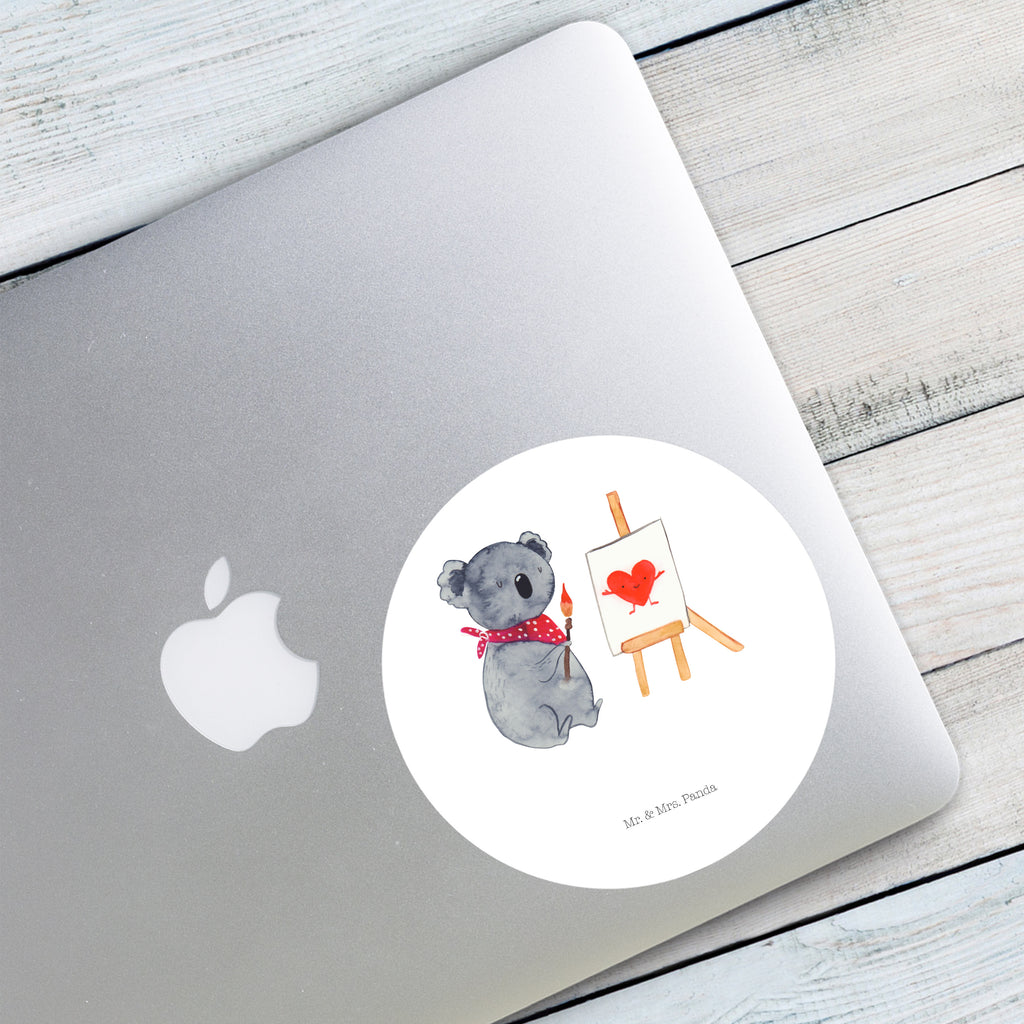 40mm Rund Aufkleber Koala Künstler Sticker, Aufkleber, Etikett, Koala, Koalabär, Liebe, Liebensbeweis, Liebesgeschenk, Gefühle, Künstler, zeichnen