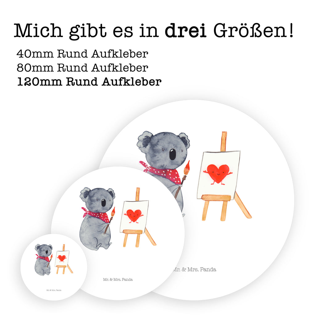 40mm Rund Aufkleber Koala Künstler Sticker, Aufkleber, Etikett, Koala, Koalabär, Liebe, Liebensbeweis, Liebesgeschenk, Gefühle, Künstler, zeichnen