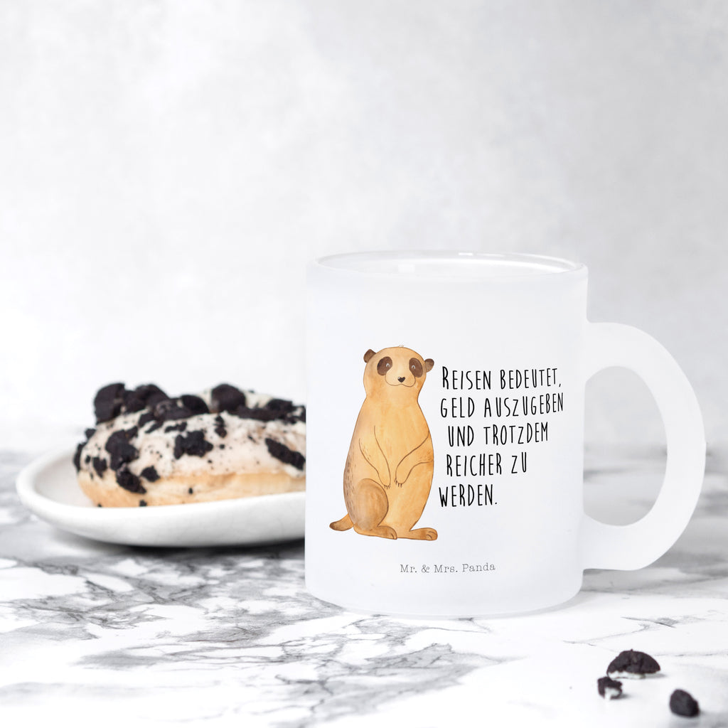 Teetasse Erdmännchen Teetasse, Teeglas, Teebecher, Tasse mit Henkel, Tasse, Glas Teetasse, Teetasse aus Glas, Afrika, Wildtiere, Erdmännchen, Reisen, Spruch, Weltreise, Afrikareise, Roadtrip, Traveling
