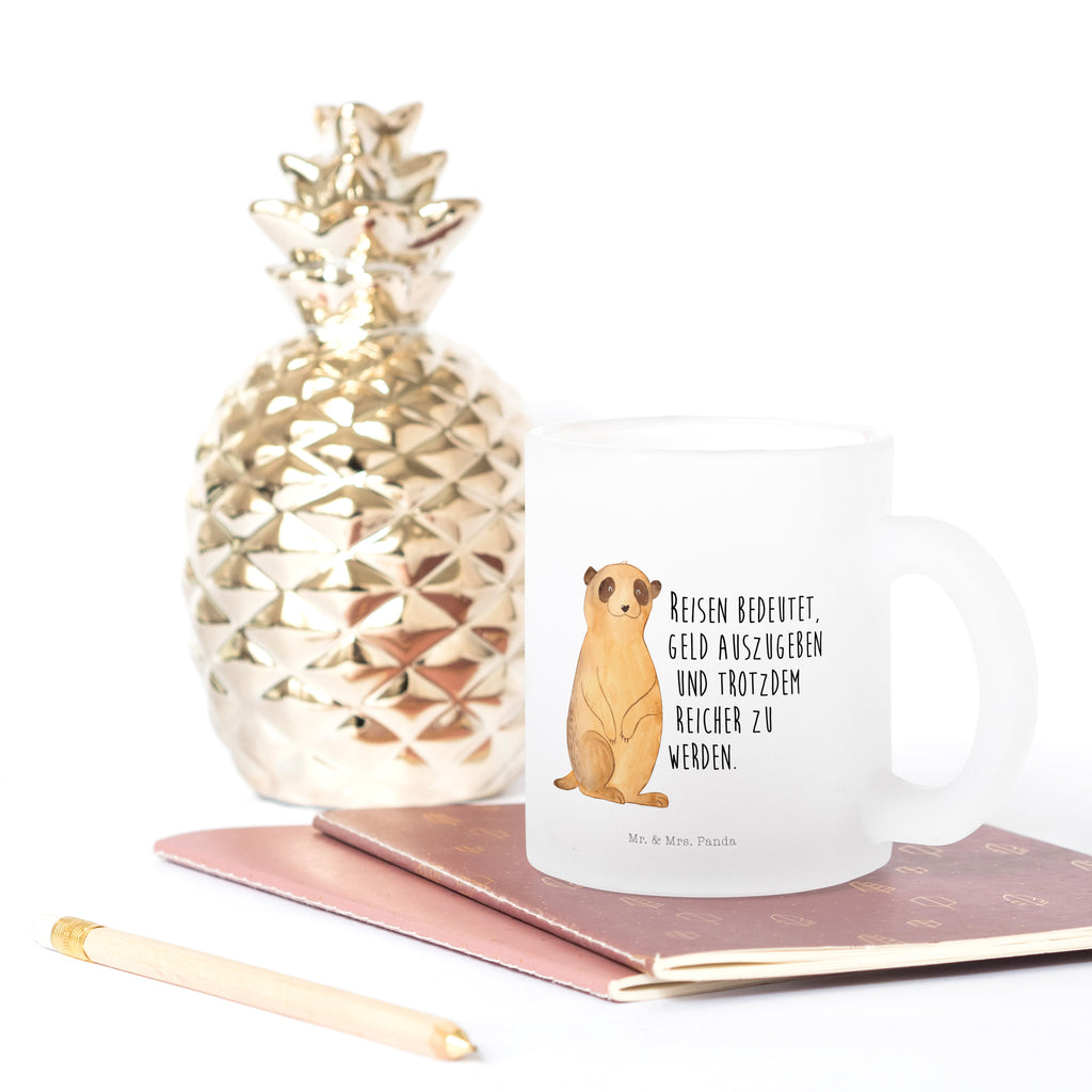 Teetasse Erdmännchen Teetasse, Teeglas, Teebecher, Tasse mit Henkel, Tasse, Glas Teetasse, Teetasse aus Glas, Afrika, Wildtiere, Erdmännchen, Reisen, Spruch, Weltreise, Afrikareise, Roadtrip, Traveling