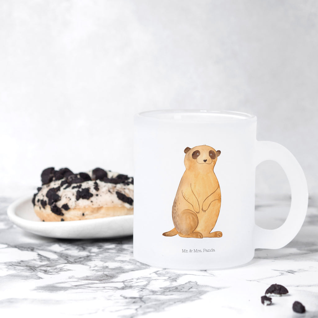 Teetasse Erdmännchen Teetasse, Teeglas, Teebecher, Tasse mit Henkel, Tasse, Glas Teetasse, Teetasse aus Glas, Afrika, Wildtiere, Erdmännchen, Reisen, Spruch, Weltreise, Afrikareise, Roadtrip, Traveling