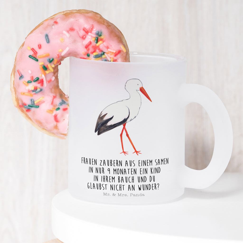 Teetasse Storch Teetasse, Teeglas, Teebecher, Tasse mit Henkel, Tasse, Glas Teetasse, Teetasse aus Glas, Tiermotive, Gute Laune, lustige Sprüche, Tiere, Storch, Störche, Schwangerschaft, Geburt, Mutter, Mütter, Mutter werden, Schwanger, Babybauch, Baby