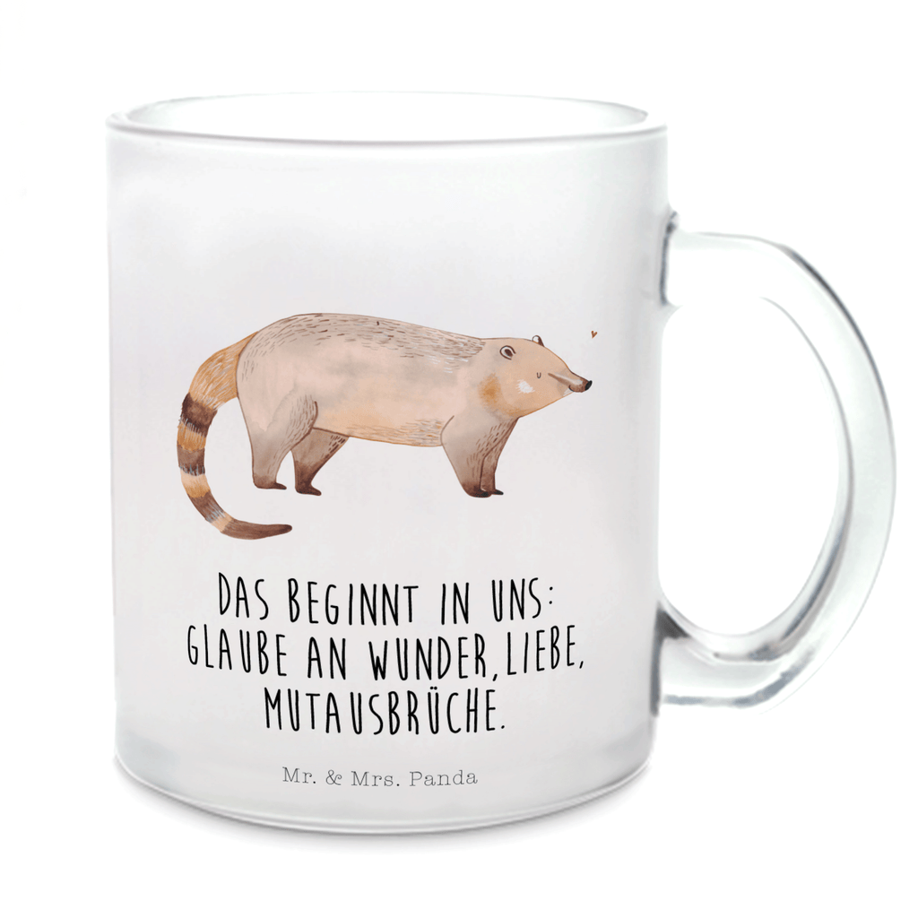 Teetasse Nasenbaer Teetasse, Teeglas, Teebecher, Tasse mit Henkel, Tasse, Glas Teetasse, Teetasse aus Glas, Tiermotive, Gute Laune, lustige Sprüche, Tiere, Nasenbär, Nasenbären, Rüsselbär, Bär