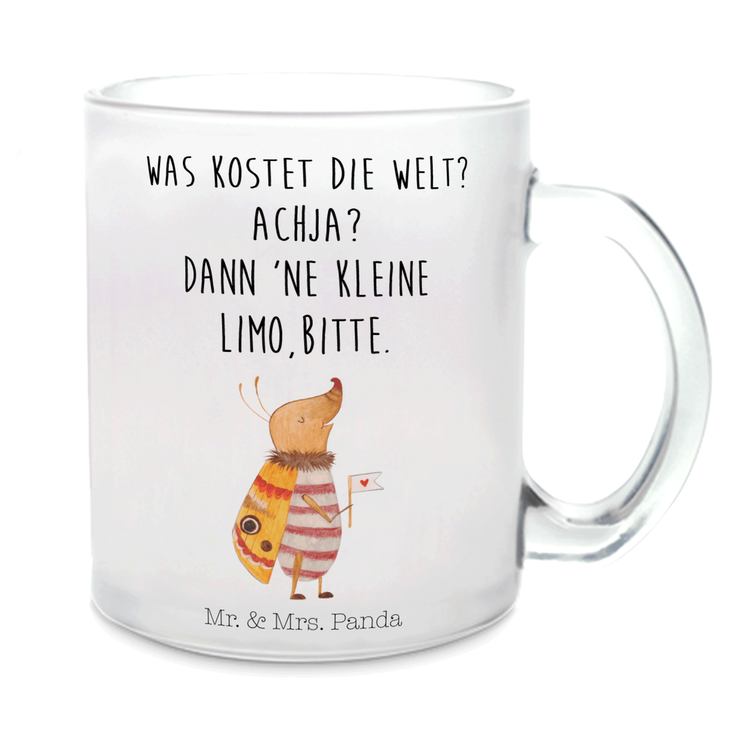 Teetasse Nachtfalter mit Fähnchen Teetasse, Teeglas, Teebecher, Tasse mit Henkel, Tasse, Glas Teetasse, Teetasse aus Glas, Tiermotive, Gute Laune, lustige Sprüche, Tiere, Nachtfalter, Käfer, Spruch lustig, Spruch witzig, süß, niedlich, Küche Deko, Was kostet die Welt