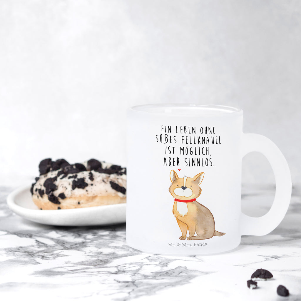 Teetasse Hundeglück Teetasse, Teeglas, Teebecher, Tasse mit Henkel, Tasse, Glas Teetasse, Teetasse aus Glas, Hund, Hundemotiv, Haustier, Hunderasse, Tierliebhaber, Hundebesitzer, Sprüche, Corgie, Hundeliebe, Spruch, Hundemama, Liebe