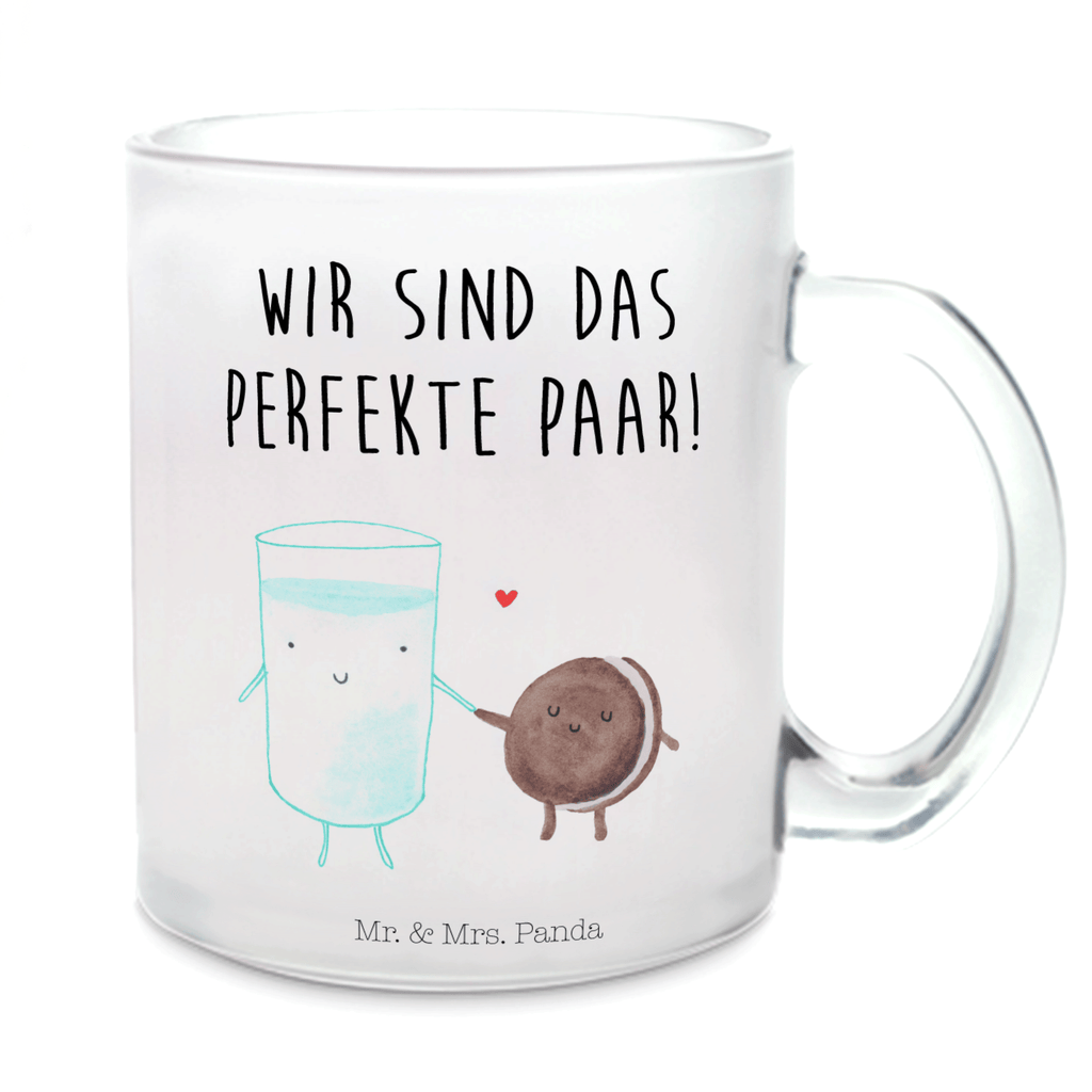Teetasse Milch & Keks Teetasse, Teeglas, Teebecher, Tasse mit Henkel, Tasse, Glas Teetasse, Teetasse aus Glas, Tiermotive, Gute Laune, lustige Sprüche, Tiere, Milk, Cookie, Milch, Keks, Kekse, Kaffee, Einladung Frühstück, Motiv süß, romantisch, perfektes Paar