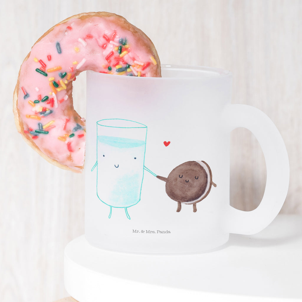 Teetasse Milch & Keks Teetasse, Teeglas, Teebecher, Tasse mit Henkel, Tasse, Glas Teetasse, Teetasse aus Glas, Tiermotive, Gute Laune, lustige Sprüche, Tiere, Milk, Cookie, Milch, Keks, Kekse, Kaffee, Einladung Frühstück, Motiv süß, romantisch, perfektes Paar