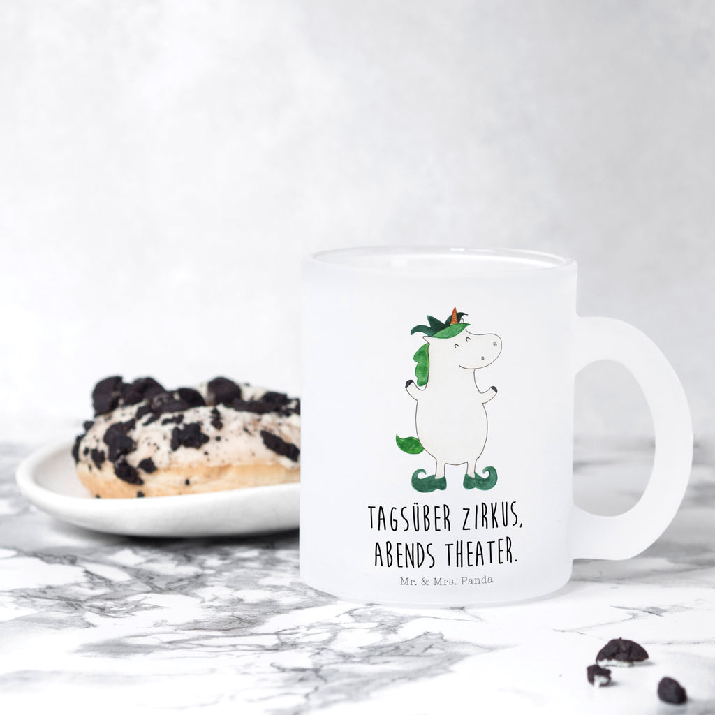Teetasse Einhorn Joker Teetasse, Teeglas, Teebecher, Tasse mit Henkel, Tasse, Glas Teetasse, Teetasse aus Glas, Einhorn, Einhörner, Einhorn Deko, Pegasus, Unicorn, Hofnarr, Kasper, Gaukler, Mittelalter