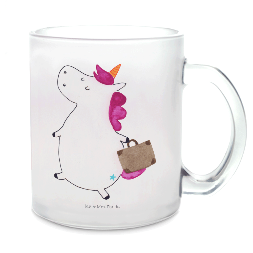 Teetasse Einhorn Koffer Teetasse, Teeglas, Teebecher, Tasse mit Henkel, Tasse, Glas Teetasse, Teetasse aus Glas, Einhorn, Einhörner, Einhorn Deko, Pegasus, Unicorn, unicorn, Koffer, Verreisen, Reise, Gepäck, Abenteuer, Erwachsen, Kind, albern, Spaß, lustig, witzig