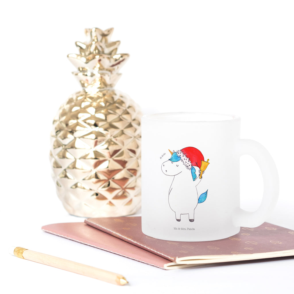 Teetasse Einhorn Weihnachtsmann Teetasse, Teeglas, Teebecher, Tasse mit Henkel, Tasse, Glas Teetasse, Teetasse aus Glas, Einhorn, Einhörner, Einhorn Deko, Pegasus, Unicorn, Gin, Schokolade, Schoki, Weihnachten, Weihnachtsmann, Nikolaus, Wunschzettel, Wunschliste, Feenstaub