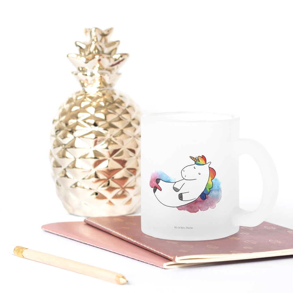 Teetasse Einhorn Wolke 7 Teetasse, Teeglas, Teebecher, Tasse mit Henkel, Tasse, Glas Teetasse, Teetasse aus Glas, Einhorn, Einhörner, Einhorn Deko, Pegasus, Unicorn, verliebt, Menschen, witzig, lustig, Geschenk, Glaube, Realität, Lächeln