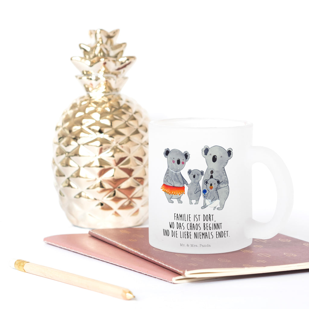 Teetasse Koala Familie Teetasse, Teeglas, Teebecher, Tasse mit Henkel, Tasse, Glas Teetasse, Teetasse aus Glas, Familie, Vatertag, Muttertag, Bruder, Schwester, Mama, Papa, Oma, Opa, Koala, Koalas, Family, Kinder, Geschwister, Familienleben