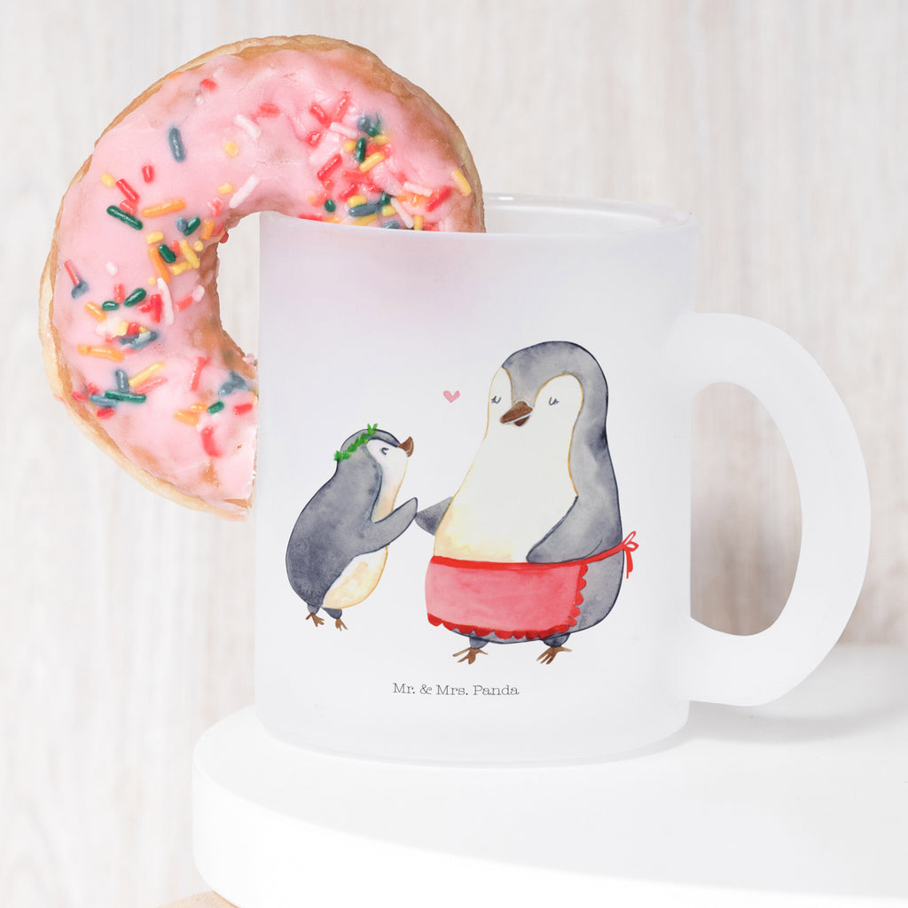 Teetasse Pinguin mit Kind Teetasse, Teeglas, Teebecher, Tasse mit Henkel, Tasse, Glas Teetasse, Teetasse aus Glas, Familie, Vatertag, Muttertag, Bruder, Schwester, Mama, Papa, Oma, Opa, Geschenk, Mami, Mutti, Mutter, Geburststag