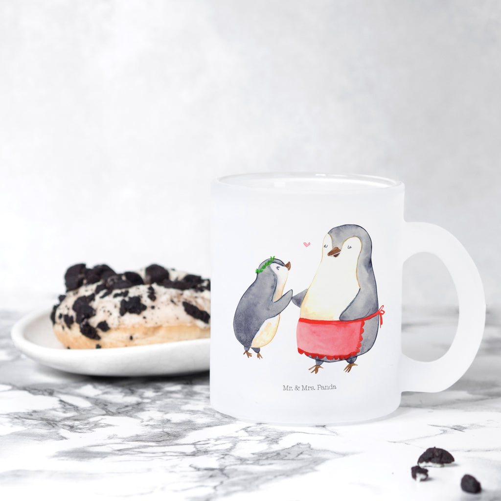 Teetasse Pinguin mit Kind Teetasse, Teeglas, Teebecher, Tasse mit Henkel, Tasse, Glas Teetasse, Teetasse aus Glas, Familie, Vatertag, Muttertag, Bruder, Schwester, Mama, Papa, Oma, Opa, Geschenk, Mami, Mutti, Mutter, Geburststag