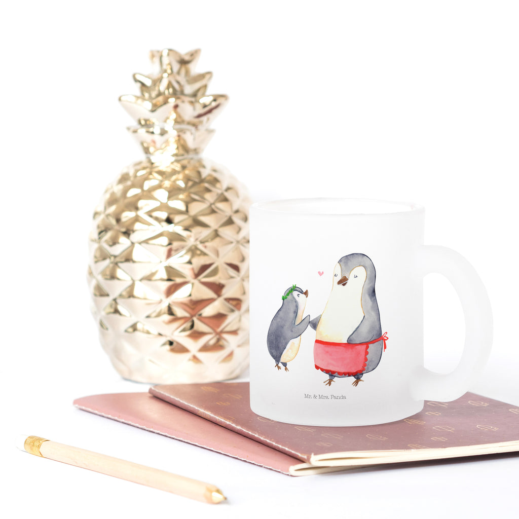 Teetasse Pinguin mit Kind Teetasse, Teeglas, Teebecher, Tasse mit Henkel, Tasse, Glas Teetasse, Teetasse aus Glas, Familie, Vatertag, Muttertag, Bruder, Schwester, Mama, Papa, Oma, Opa, Geschenk, Mami, Mutti, Mutter, Geburststag