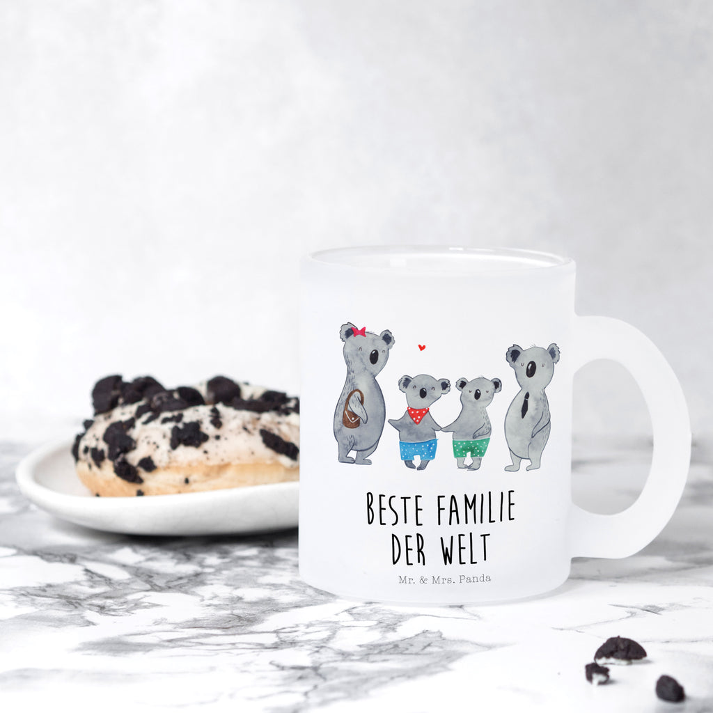 Teetasse Koala Familie zwei Teetasse, Teeglas, Teebecher, Tasse mit Henkel, Tasse, Glas Teetasse, Teetasse aus Glas, Familie, Vatertag, Muttertag, Bruder, Schwester, Mama, Papa, Oma, Opa, Koala, Koalabär, beste Familie, Familienzeit, Familienleben, Koalafamilie, Lieblingsfamilie