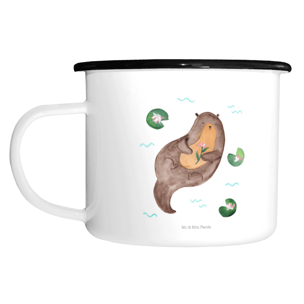 XL Emaille Tasse Otter mit Seerose XL Emaille Tasse, Metalltasse, Kaffeetasse, Tasse, Becher, Kaffeebecher, Camping, Campingbecher, Tassendruck, Metall-Tasse, Deko-Becher, emailliert, Outdoor Tasse, Trinkbecher, bruchsicher, Emaille-Optik, Motivtasse, Outdoor Kaffeetasse, Otter, Fischotter, Seeotter, Otter Seeotter See Otter