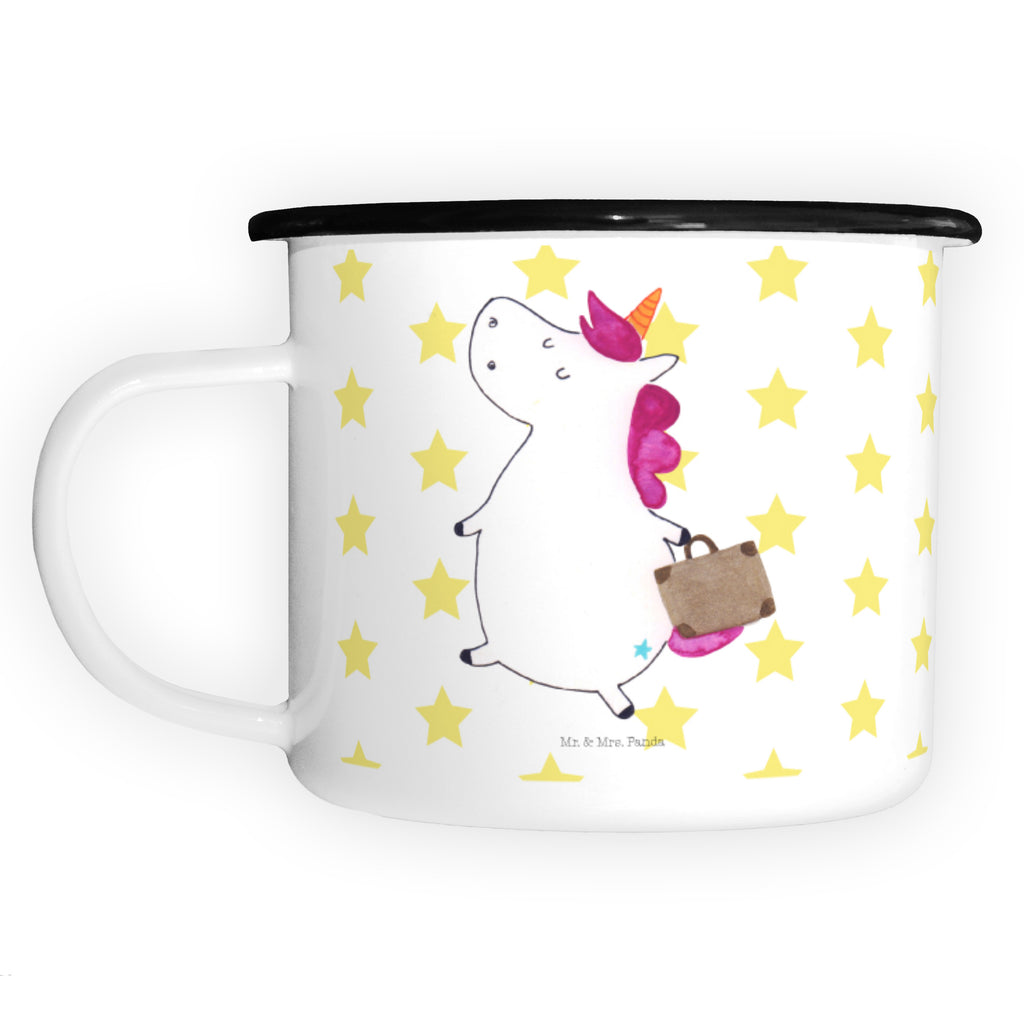 XL Emaille Tasse Einhorn Koffer XL Emaille Tasse, Metalltasse, Kaffeetasse, Tasse, Becher, Kaffeebecher, Camping, Campingbecher, Tassendruck, Metall-Tasse, Deko-Becher, emailliert, Outdoor Tasse, Trinkbecher, bruchsicher, Emaille-Optik, Motivtasse, Outdoor Kaffeetasse, Einhorn, Einhörner, Einhorn Deko, Pegasus, Unicorn, unicorn, Koffer, Verreisen, Reise, Gepäck, Abenteuer, Erwachsen, Kind, albern, Spaß, lustig, witzig
