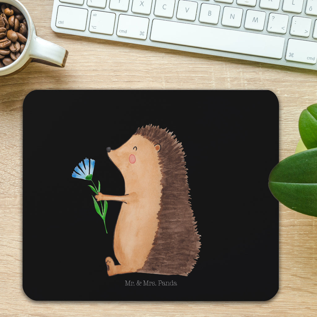 Mauspad Igel mit Blume Mousepad, Computer zubehör, Büroausstattung, PC Zubehör, Arbeitszimmer, Mauspad, Einzigartiges Mauspad, Designer Mauspad, Tiermotive, Gute Laune, lustige Sprüche, Tiere, Igel, Gute Besserung, Genesungswünsche, Krankheit, Krankenhaus, krank, Besuch