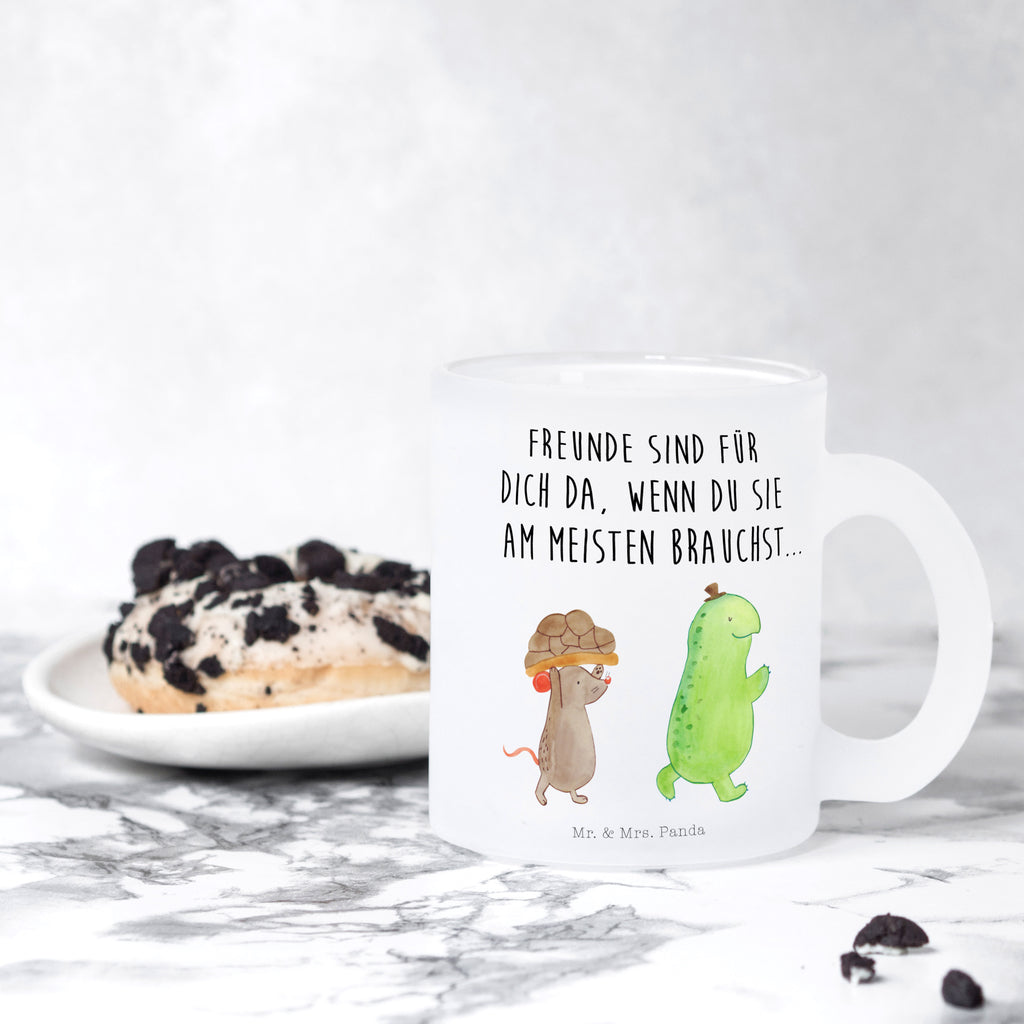 Teetasse Schildkröte & Maus Teetasse, Teeglas, Teebecher, Tasse mit Henkel, Tasse, Glas Teetasse, Teetasse aus Glas, Schildkröte, Maus, Freunde, Freundinnen, beste Freunde, beste Freundinnen
