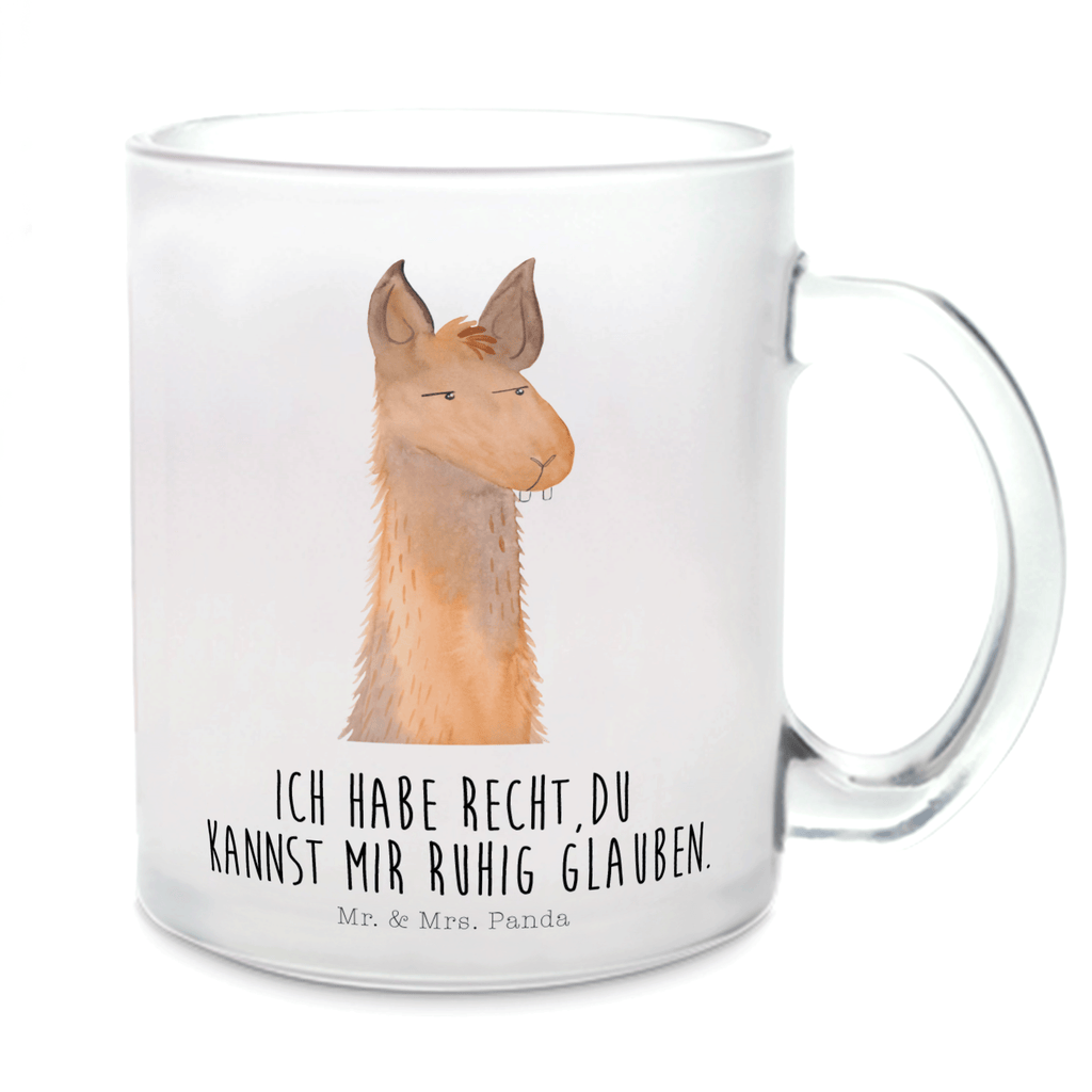 Teetasse Lamakopf genervt Teetasse, Teeglas, Teebecher, Tasse mit Henkel, Tasse, Glas Teetasse, Teetasse aus Glas, Lama, Alpaka, Lamas, Recht haben, genervt sein, Freundin, beste Freundin, Partnerin, Büro, Büroalltag, Chef, Chefin, Azubi