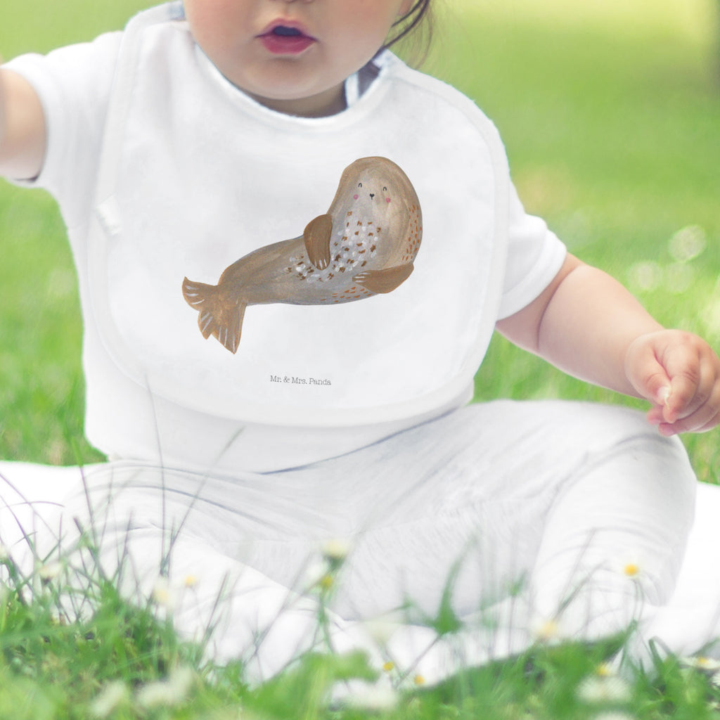 Organic Babylätzchen Robbe lachend Baby, Lätzchen, Spucktuch, Sabberlätzchen, Klettlätzchen, Babygeschenk, Baby Lätzchen, Geschenk für Geburt, Geschenk zur Geburt, Baby Spucktuch, Babyausstattung, Geschenkidee für Babyparty, Tiermotive, Gute Laune, lustige Sprüche, Tiere, Robbe, Robben, Seehund, Strand, Meerestier, Ostsee, Nordsee