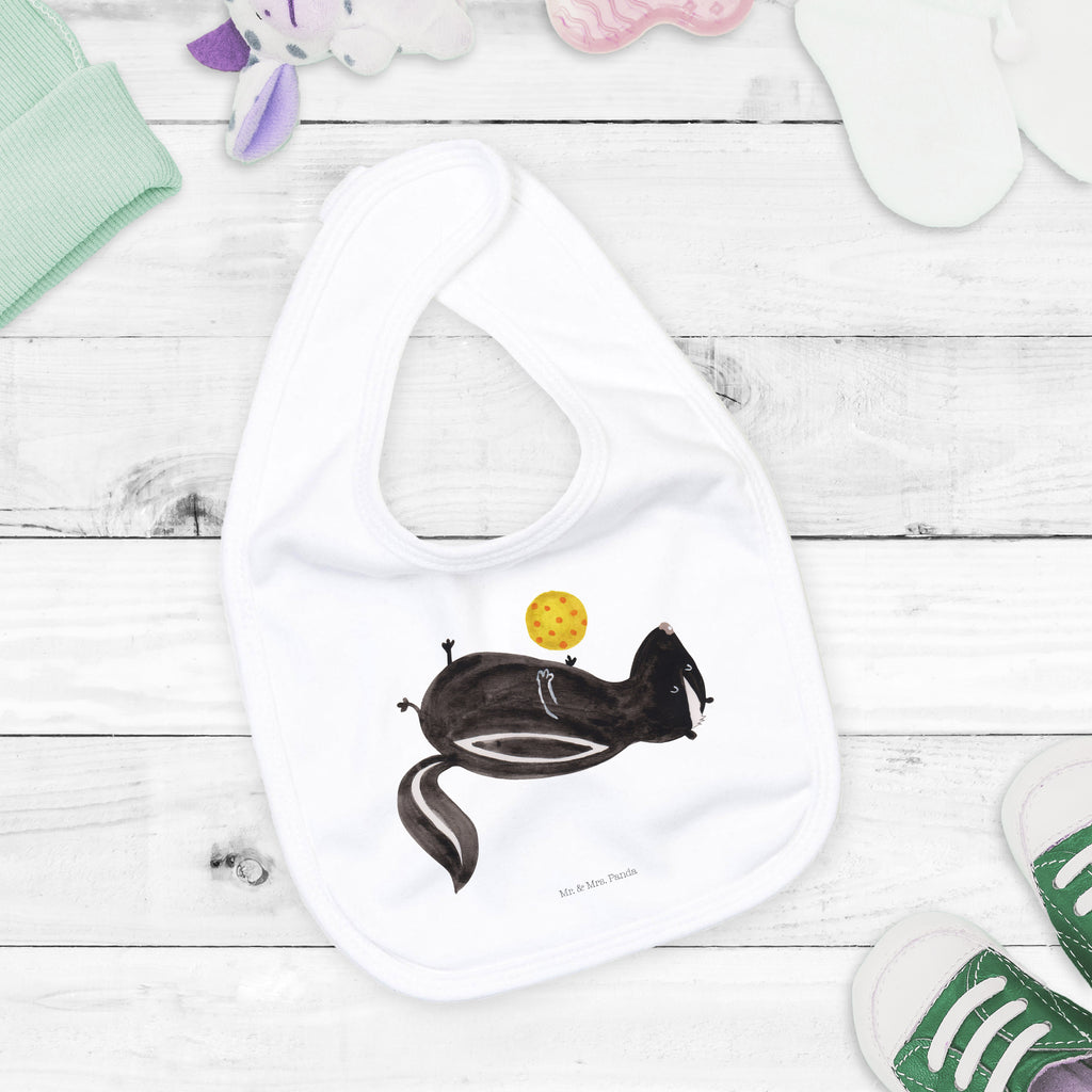 Organic Babylätzchen Stinktier Ball Baby, Lätzchen, Spucktuch, Sabberlätzchen, Klettlätzchen, Babygeschenk, Baby Lätzchen, Geschenk für Geburt, Geschenk zur Geburt, Baby Spucktuch, Babyausstattung, Geschenkidee für Babyparty, Stinktier, Skunk, Wildtier, Raubtier, Stinker, Stinki, verspielt, Weisheit
