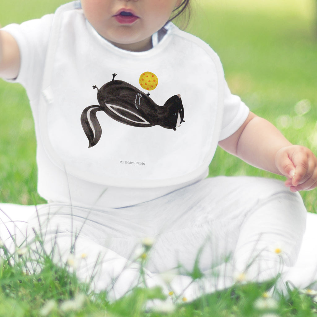 Organic Babylätzchen Stinktier Ball Baby, Lätzchen, Spucktuch, Sabberlätzchen, Klettlätzchen, Babygeschenk, Baby Lätzchen, Geschenk für Geburt, Geschenk zur Geburt, Baby Spucktuch, Babyausstattung, Geschenkidee für Babyparty, Stinktier, Skunk, Wildtier, Raubtier, Stinker, Stinki, verspielt, Weisheit