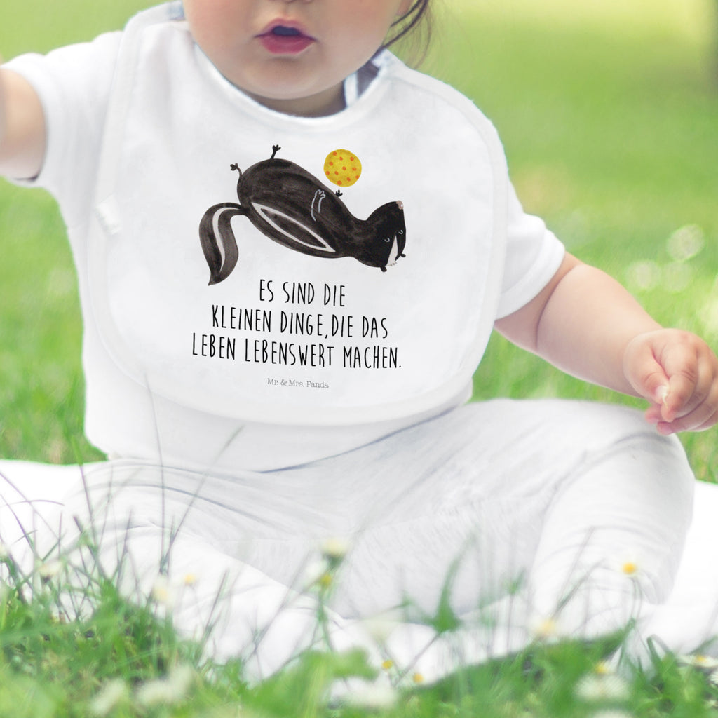 Organic Babylätzchen Stinktier Ball Baby, Lätzchen, Spucktuch, Sabberlätzchen, Klettlätzchen, Babygeschenk, Baby Lätzchen, Geschenk für Geburt, Geschenk zur Geburt, Baby Spucktuch, Babyausstattung, Geschenkidee für Babyparty, Stinktier, Skunk, Wildtier, Raubtier, Stinker, Stinki, verspielt, Weisheit