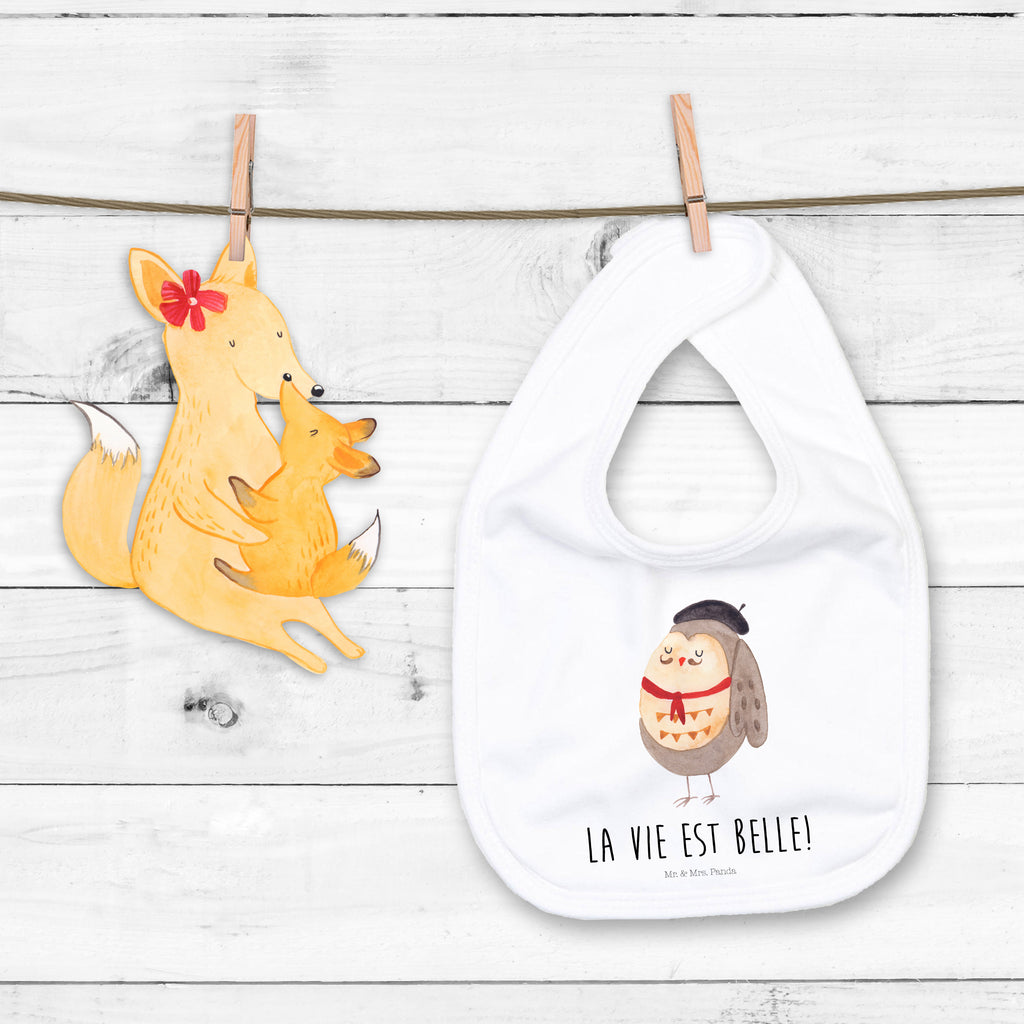 Organic Babylätzchen Eule Französisch Baby, Lätzchen, Spucktuch, Sabberlätzchen, Klettlätzchen, Babygeschenk, Baby Lätzchen, Geschenk für Geburt, Geschenk zur Geburt, Baby Spucktuch, Babyausstattung, Geschenkidee für Babyparty, Eule, Eulen, Eule Deko, Owl, hibou, La vie est belle, das Leben ist schön, Spruch schön, Spruch Französisch, Frankreich