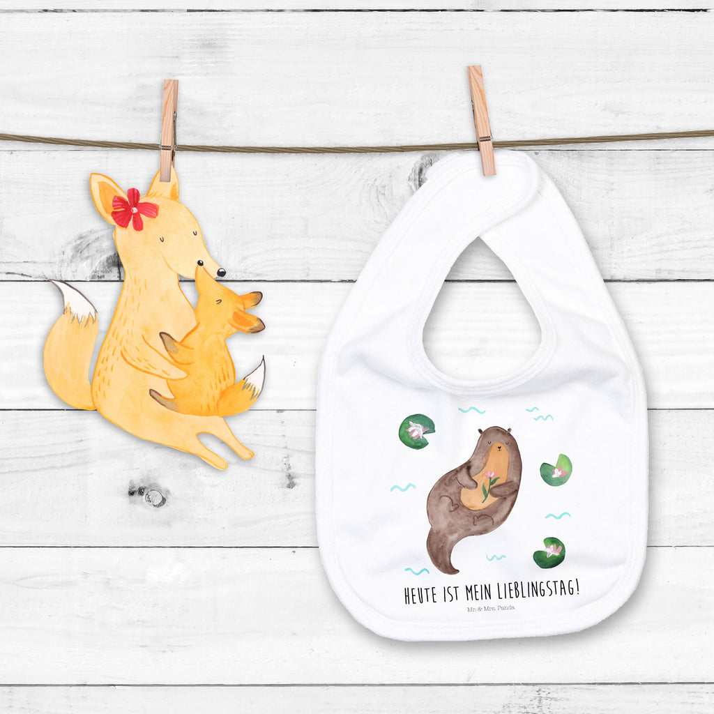 Organic Babylätzchen Otter mit Seerose Baby, Lätzchen, Spucktuch, Sabberlätzchen, Klettlätzchen, Babygeschenk, Baby Lätzchen, Geschenk für Geburt, Geschenk zur Geburt, Baby Spucktuch, Babyausstattung, Geschenkidee für Babyparty, Otter, Fischotter, Seeotter, Otter Seeotter See Otter
