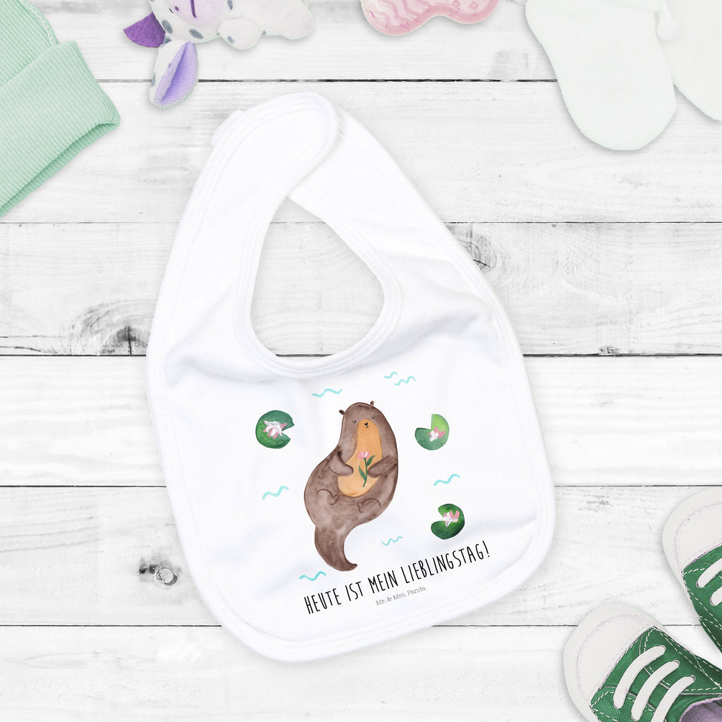Organic Babylätzchen Otter mit Seerose Baby, Lätzchen, Spucktuch, Sabberlätzchen, Klettlätzchen, Babygeschenk, Baby Lätzchen, Geschenk für Geburt, Geschenk zur Geburt, Baby Spucktuch, Babyausstattung, Geschenkidee für Babyparty, Otter, Fischotter, Seeotter, Otter Seeotter See Otter
