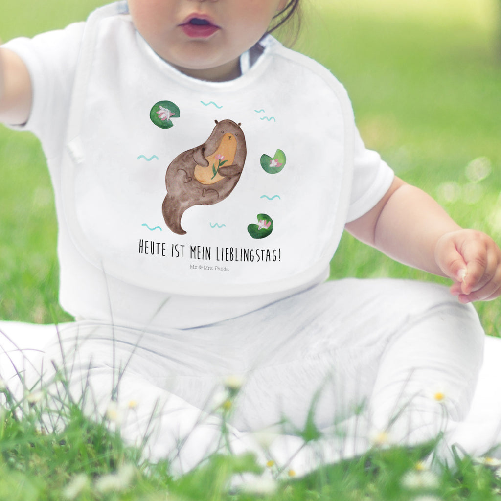 Organic Babylätzchen Otter mit Seerose Baby, Lätzchen, Spucktuch, Sabberlätzchen, Klettlätzchen, Babygeschenk, Baby Lätzchen, Geschenk für Geburt, Geschenk zur Geburt, Baby Spucktuch, Babyausstattung, Geschenkidee für Babyparty, Otter, Fischotter, Seeotter, Otter Seeotter See Otter