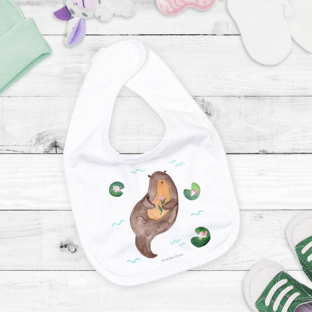 Organic Babylätzchen Otter mit Seerose Baby, Lätzchen, Spucktuch, Sabberlätzchen, Klettlätzchen, Babygeschenk, Baby Lätzchen, Geschenk für Geburt, Geschenk zur Geburt, Baby Spucktuch, Babyausstattung, Geschenkidee für Babyparty, Otter, Fischotter, Seeotter, Otter Seeotter See Otter