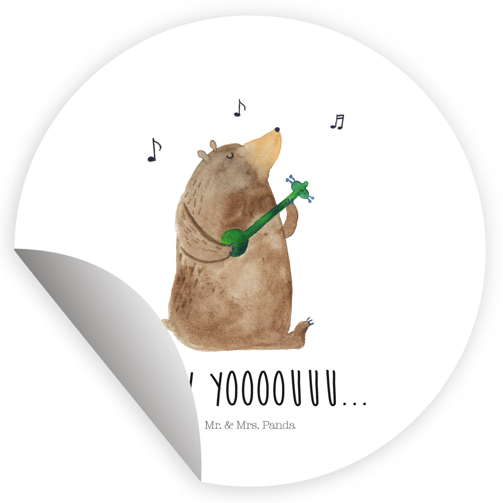 120mm Rund Aufkleber Bär Gitarre Sticker, Aufkleber, Etikett, Kinder, rund, Bär, Teddy, Teddybär