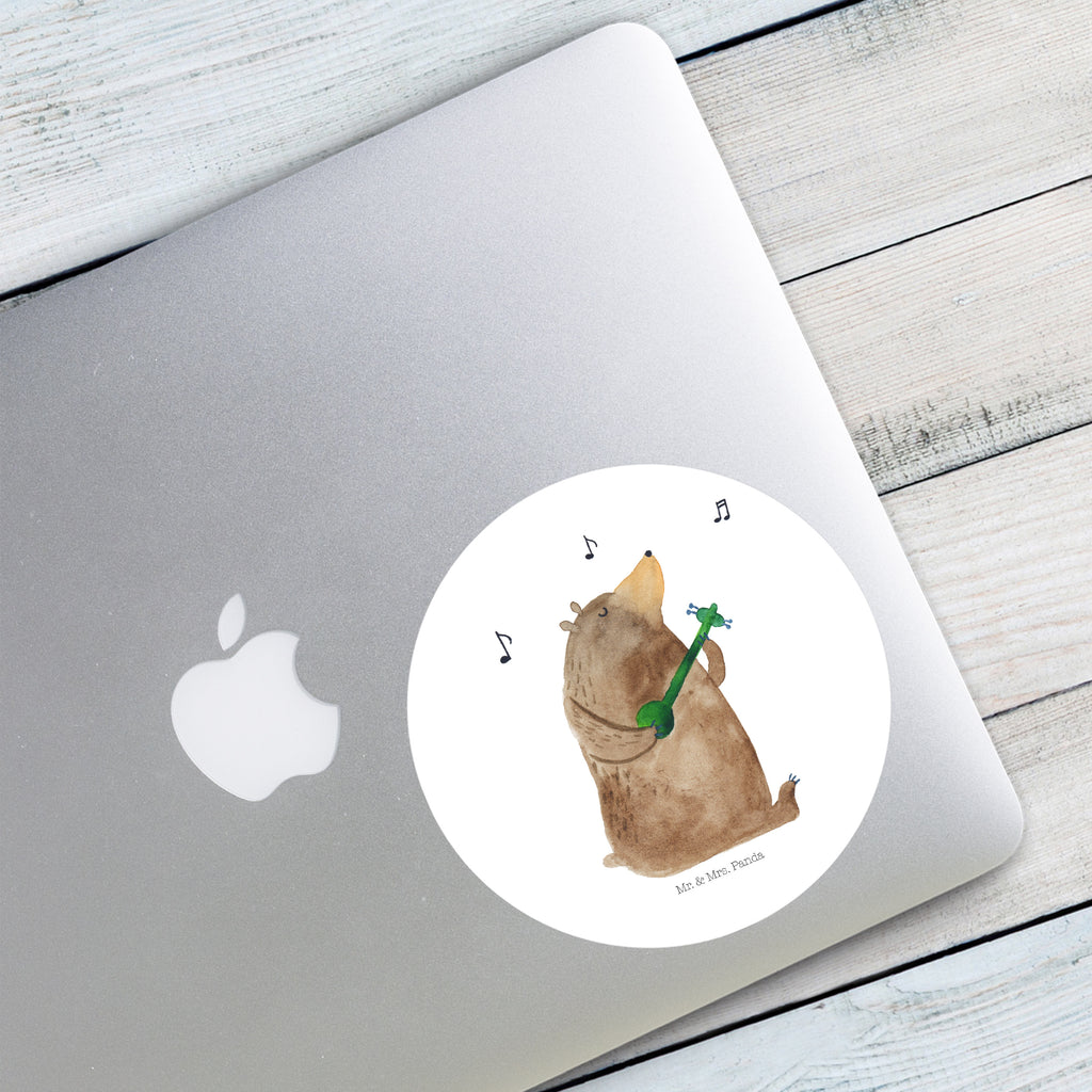 120mm Rund Aufkleber Bär Gitarre Sticker, Aufkleber, Etikett, Kinder, rund, Bär, Teddy, Teddybär