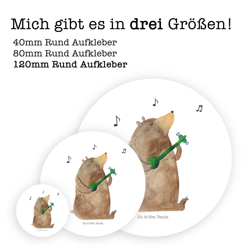 120mm Rund Aufkleber Bär Gitarre Sticker, Aufkleber, Etikett, Kinder, rund, Bär, Teddy, Teddybär