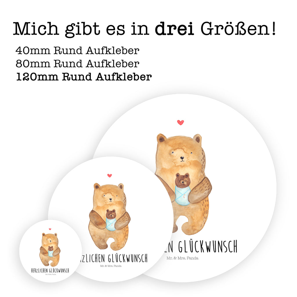120mm Rund Aufkleber Bär mit Baby Sticker, Aufkleber, Etikett, Kinder, rund, Bär, Teddy, Teddybär, Eltern, Mutter, Baby, Taufe, Geburt, Nichte, Neffe, Enkel, Enkelin, Täufling, Geburtstag, Glückwunsch