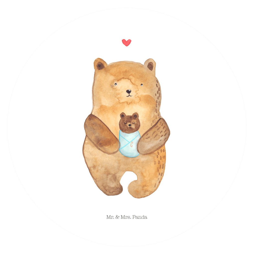 120mm Rund Aufkleber Bär mit Baby Sticker, Aufkleber, Etikett, Kinder, rund, Bär, Teddy, Teddybär, Eltern, Mutter, Baby, Taufe, Geburt, Nichte, Neffe, Enkel, Enkelin, Täufling, Geburtstag, Glückwunsch