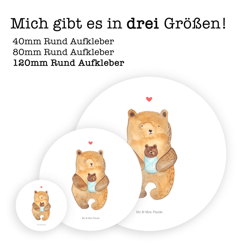 120mm Rund Aufkleber Bär mit Baby Sticker, Aufkleber, Etikett, Kinder, rund, Bär, Teddy, Teddybär, Eltern, Mutter, Baby, Taufe, Geburt, Nichte, Neffe, Enkel, Enkelin, Täufling, Geburtstag, Glückwunsch