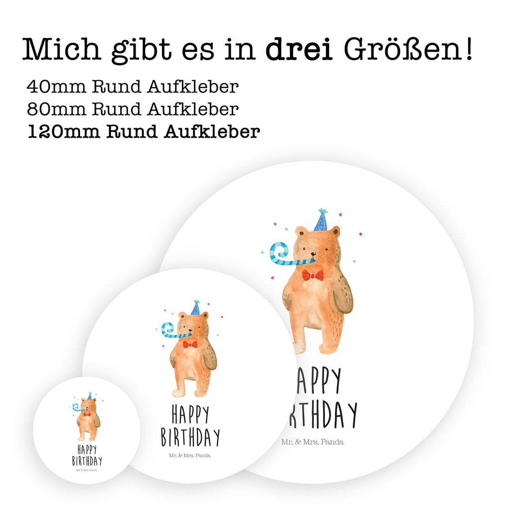 120mm Rund Aufkleber Birthday Bär