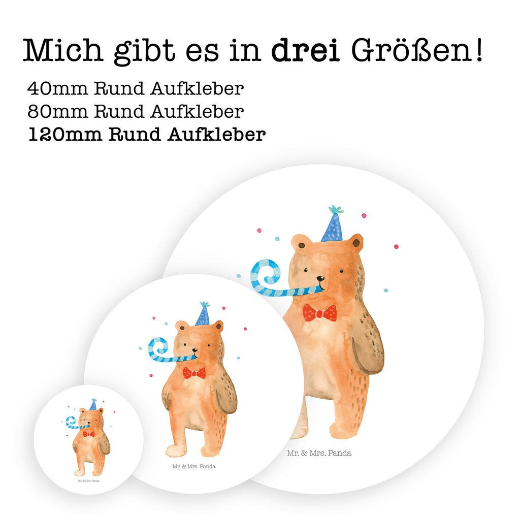 120mm Rund Aufkleber Birthday Bär